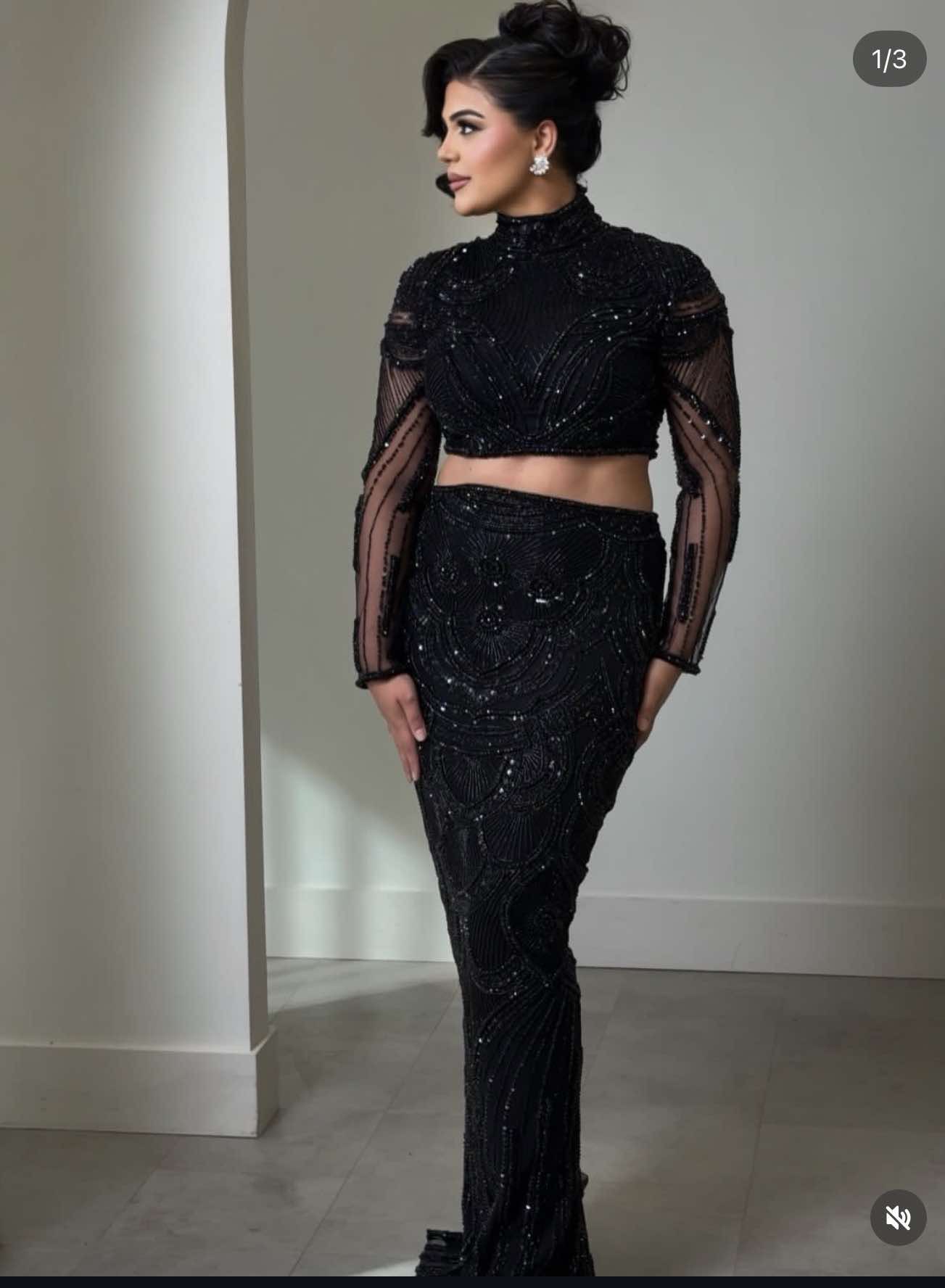 Midnight Allure black embellished evening dress