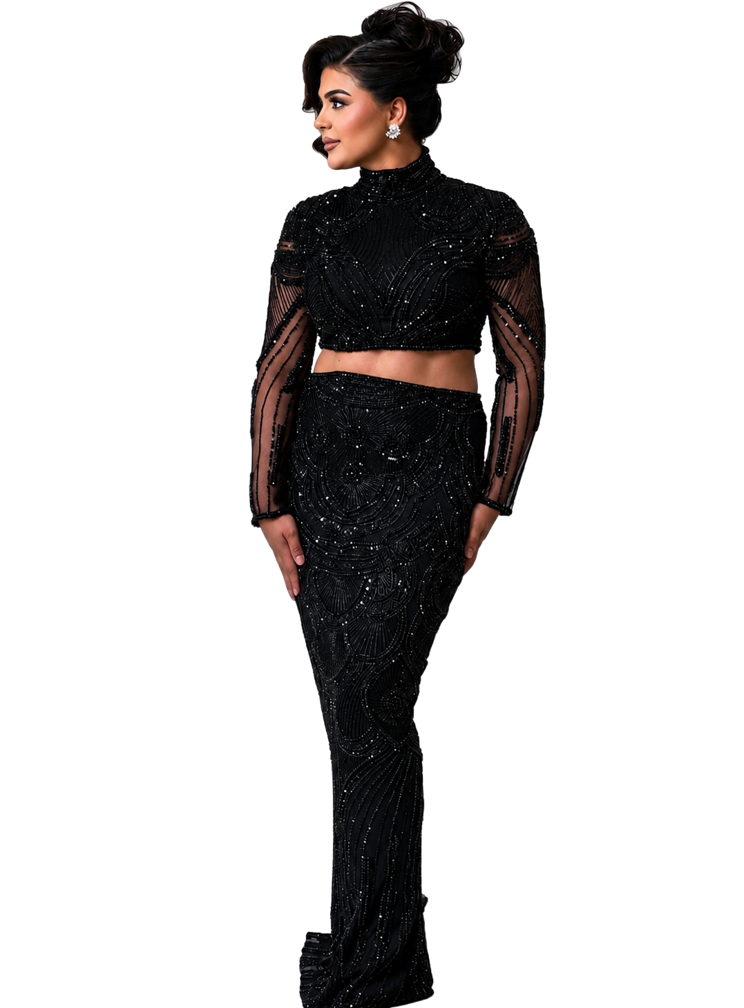 Golden Eclipse gold embellished evening dress